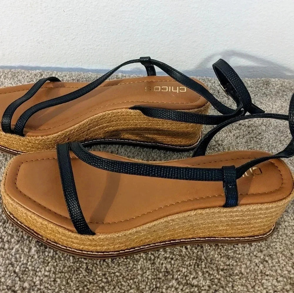 Chicos‎ Espadrille Wedge Platform Sandal Black Sz. 8.5 New - Picture 5 of 11
